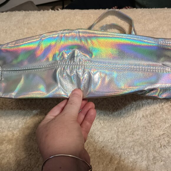 NWOT ~Chi for Ultra Beauty Silver Rainbow Chromatic Iridescent Shoulder Tote Bag - Picture 5 of 6